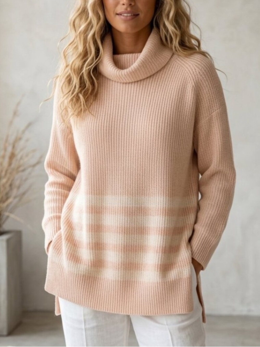 COS Women's Cozy Stripe Turtleneck Sweater Size Medium 54604